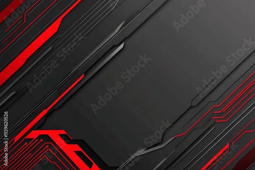 Dynamic technology-inspired abstract background with sharp red, black, and silver lines, creating a sleek and futuristic digital design.