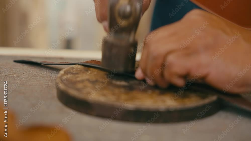 martillando artículos de piel o cuero