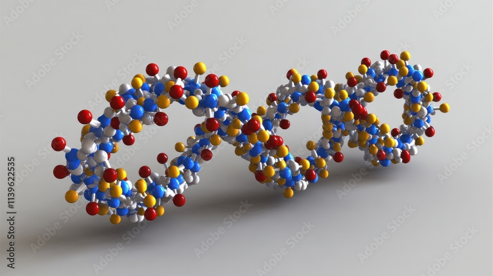 A three dimensional model of a DNA molecule A three dimensional model of a DNA molecule