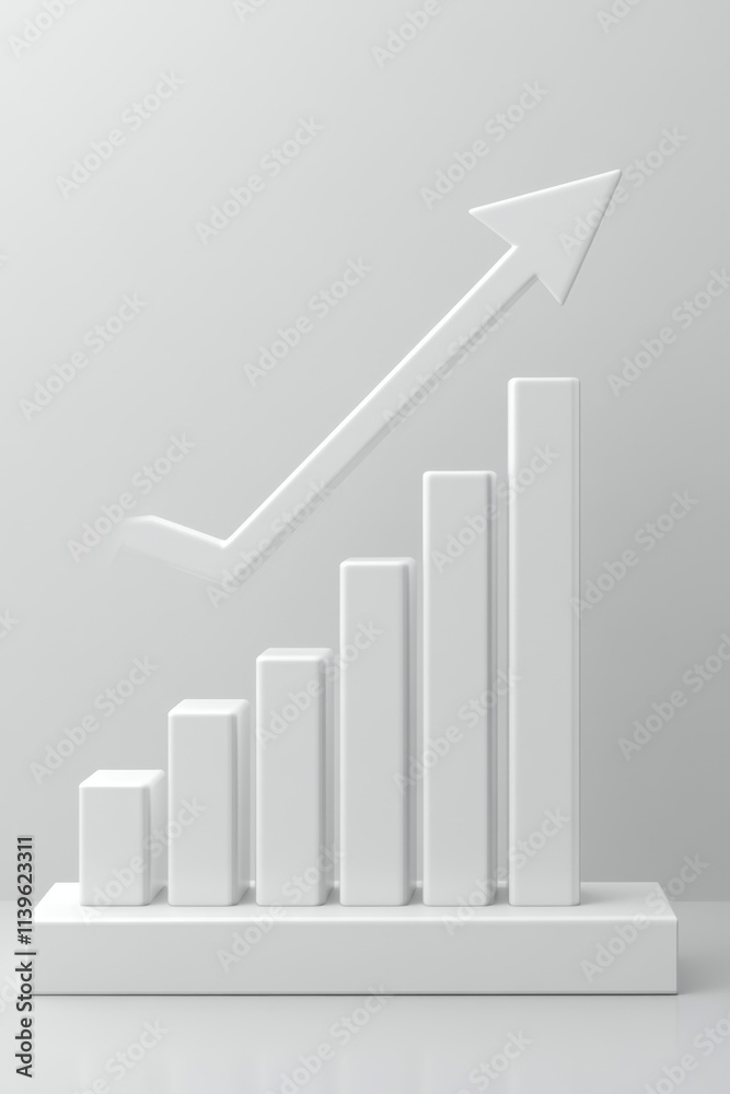3D Bar Graph with Upward Arrow 3D Bar Graph with Upward Arrow