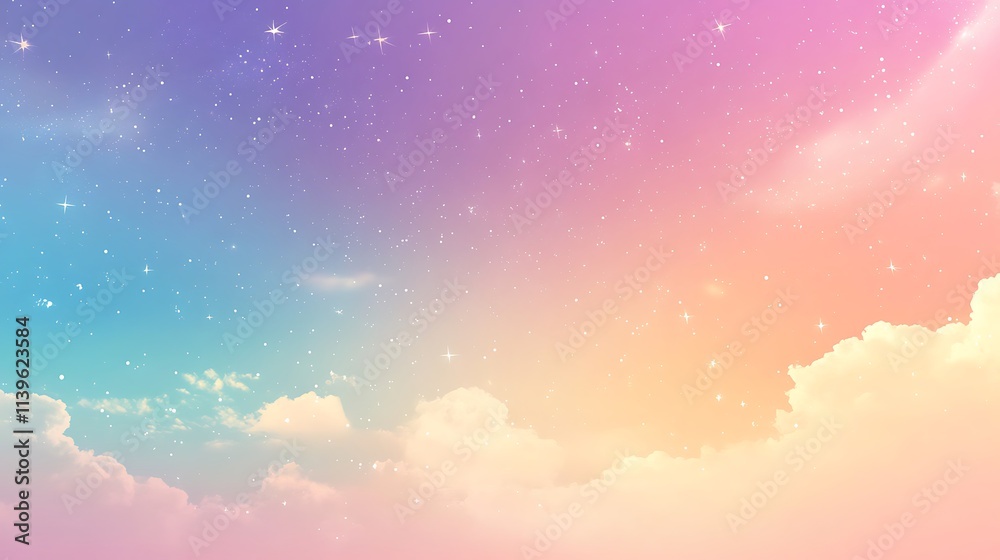 Fototapeta premium Pastel Dreamscape: Digital Painting of a Colorful Night Sky. AI Generated
