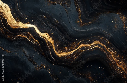 Abstract Black and Gold Swi...