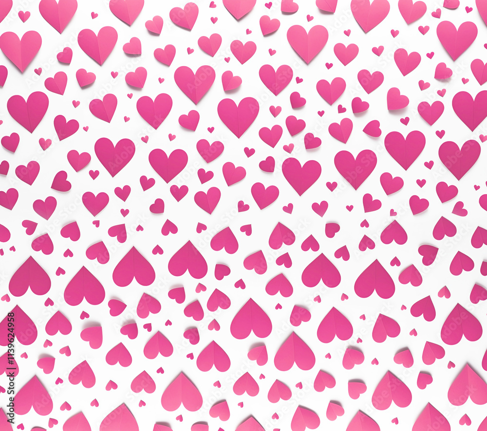 Abstract Valentine background with pink paper hearts isolated on white background. Romantic templete. Abstract Valentine background with pink paper hearts isolated on white background. Romantic templete.