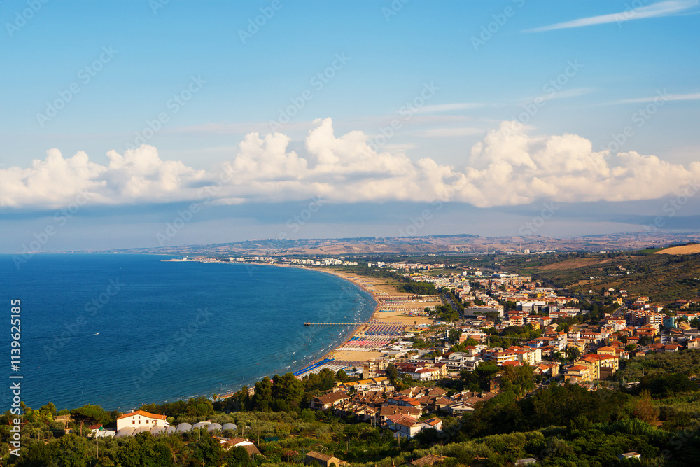 Coastal sea view from Vasto town, panoramic landscape of shoreline Coastal sea view from Vasto town, panoramic landscape of shoreline