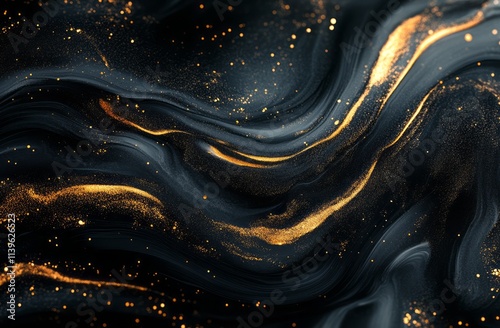 Abstract swirling black and...