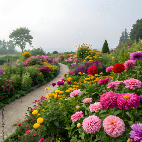 bright floral garden as a colorful background