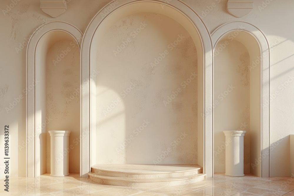 Elegant Interior with Archways and Soft Lighting Elegant Interior with Archways and Soft Lighting