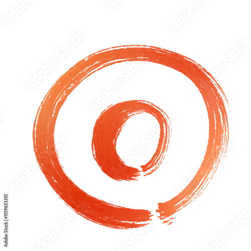 手描きの赤い筆文字の二重丸