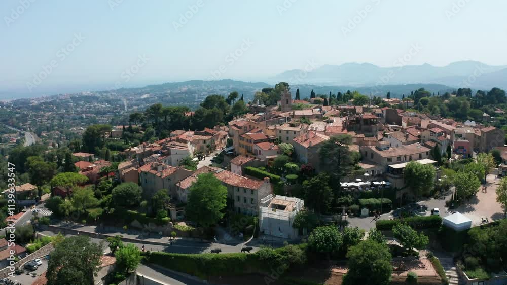 Aerial view of Mougins village in France on a sunny afternoon. Aerial view of Mougins village in France on a sunny afternoon.
