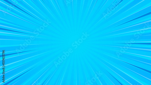 Light blue comic sunburst abstract background. Pop art comic-style vector background. Suitable for templates, sales banners, events, ads, web, and pages