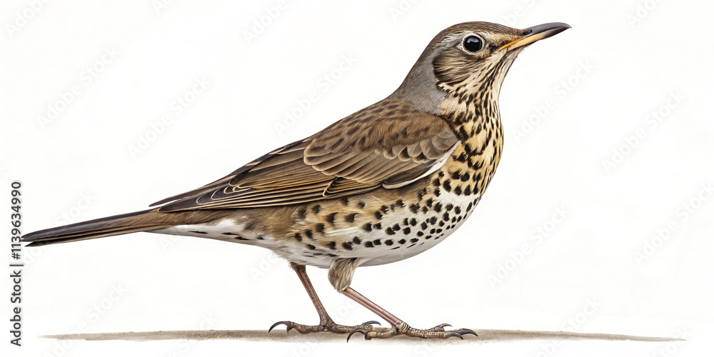 Fototapeta premium Isolated Thrush Bird in Full-Body View