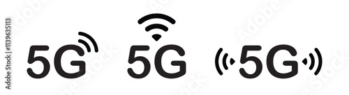 5G Internet connection icon set. 5G technology icons set. 5G technology vector icons for web design isolated on white background