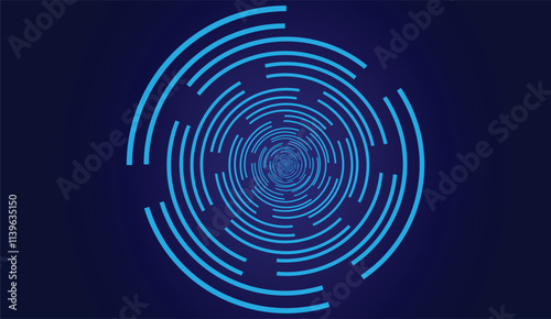 Abstract blue circular design with concentric circles on a dark background, creating a captivating tunnel effect photo