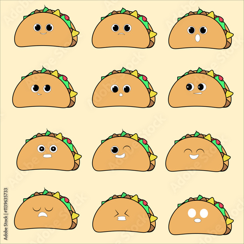 flat design image of tacos salad expression