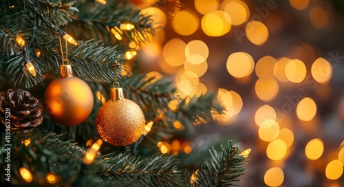Golden Ornaments Adorn Chri...
