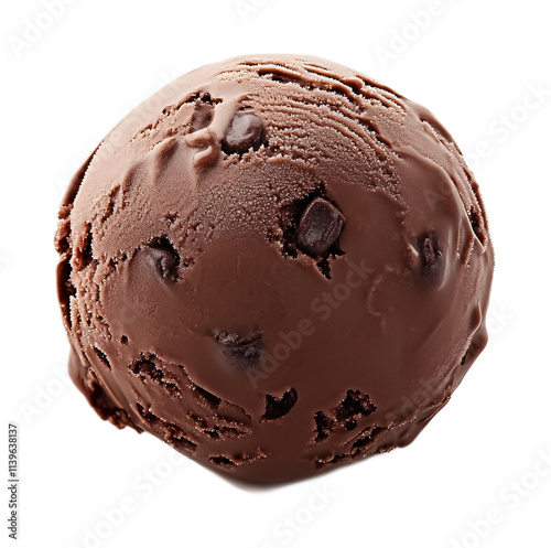 Chocolate ice cream ball isolated against a white background photo