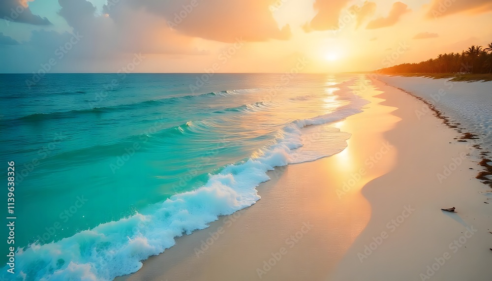 Aerial View of Surfers in Turquoise Ocean Waves on a Sandy Beach Aerial View of Surfers in Turquoise Ocean Waves on a Sandy Beach