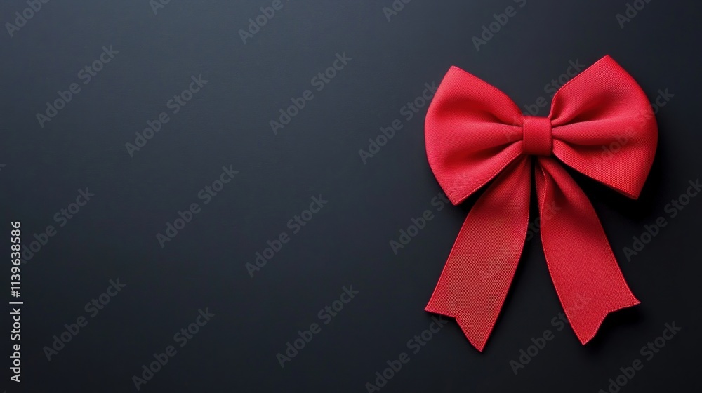 Classic Red Bow on Dark Background for Holiday Themes Classic Red Bow on Dark Background for Holiday Themes