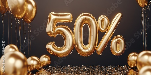 Golden Balloons with 50 Percent Discount Offer