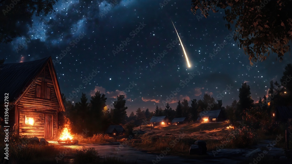 Fototapeta premium Christmas evening with the image of falling star, a sign of the birth of Jesus Christ