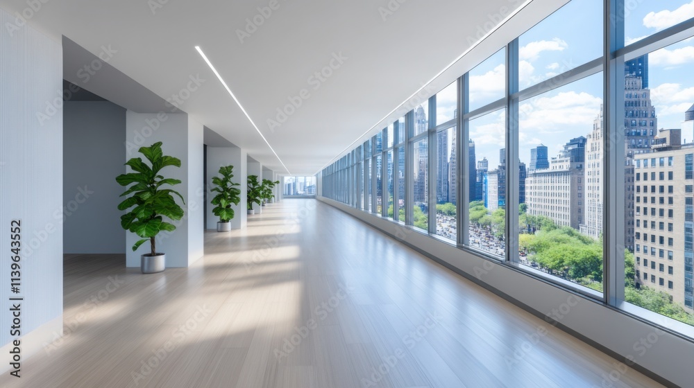 a sleek and stylish office space with a floor-to-ceiling panoramic window overlooking a bustling urban street a sleek and stylish office space with a floor-to-ceiling panoramic window overlooking a bustling urban street
