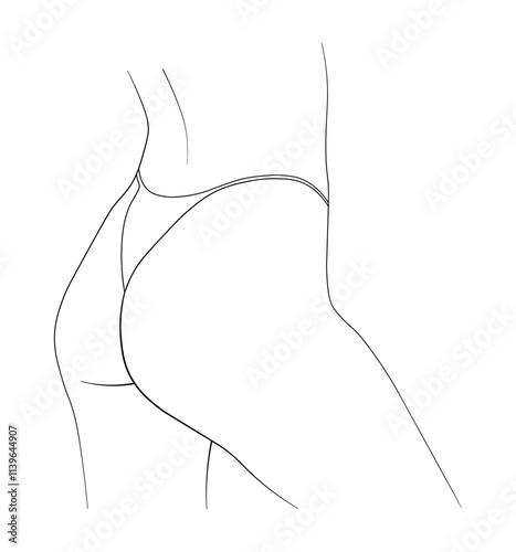 woman ass butt black and white hand drawing