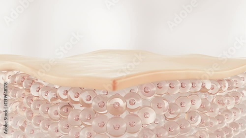Cosmetic serum Oil drop on skin cell, Skin Repair, moisturizer, collagen serum 3d animation.
