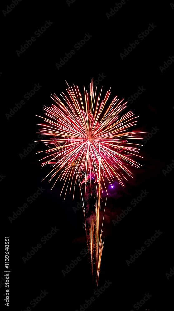 Vivid fireworks explode in the night sky displaying colors and dramatic shadows Vivid fireworks explode in the night sky displaying colors and dramatic shadows