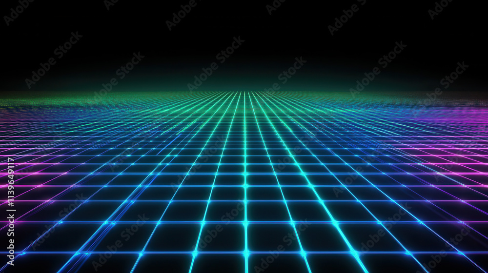 Neon Grid Cyberpunk Futuristic Digital Landscape Background Neon Grid Cyberpunk Futuristic Digital Landscape Background