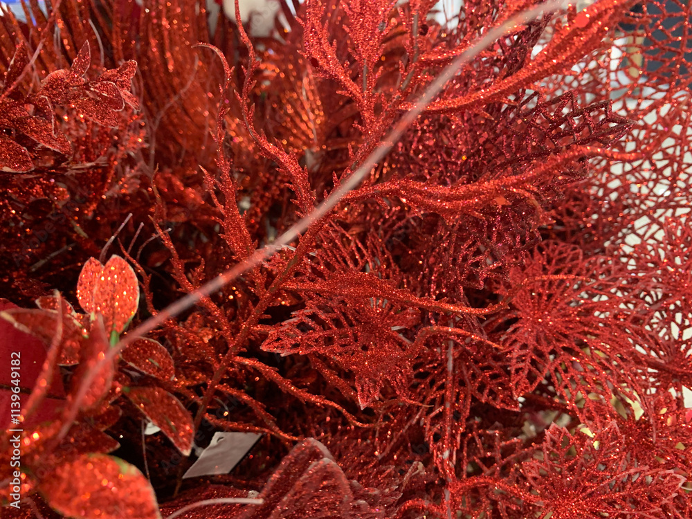 Fototapeta premium Red shiny Christmas Ornament close up shot