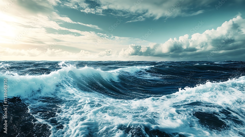 Stormy Ocean Waves. Powerful and Majestic Nature. Concept of wildness, power, and danger. Stormy Ocean Waves. Powerful and Majestic Nature. Concept of wildness, power, and danger.