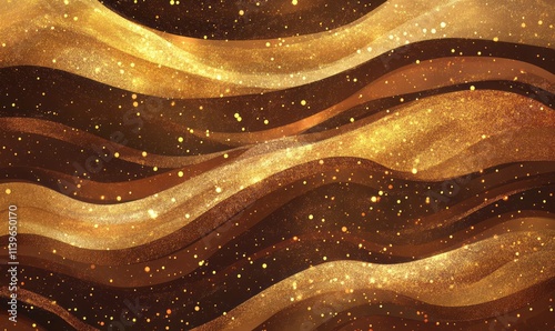 Golden Brown Glitter Waves ...
