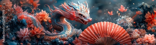 Wallpaper Mural A Dragon with a Fan, Symbolizing Elegance and Power in a Cultural Display

 Torontodigital.ca