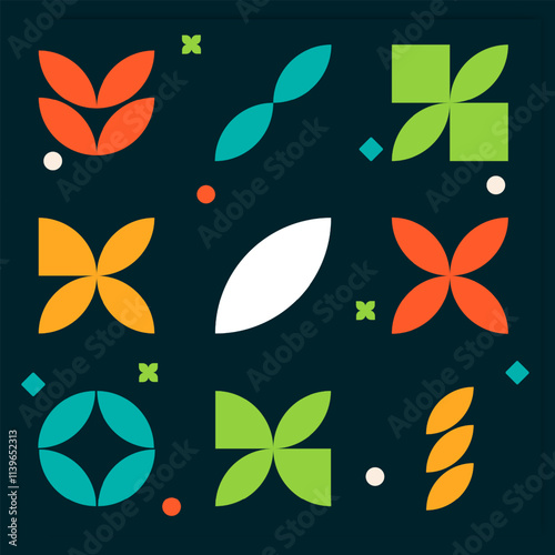Flat design colorful geometric shape illustration