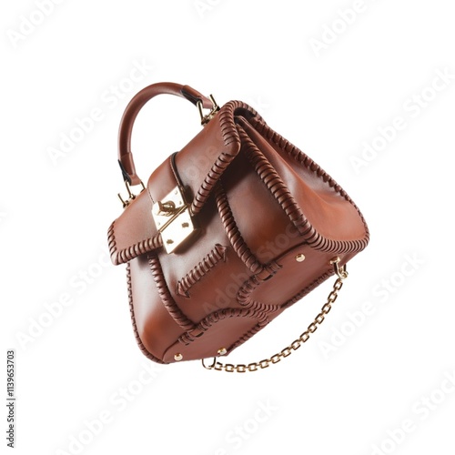 Photo of a brown women s bag on a white background. can be used as a sticker