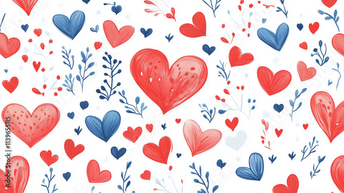 Wallpaper Mural seamless pattern with hearts Torontodigital.ca