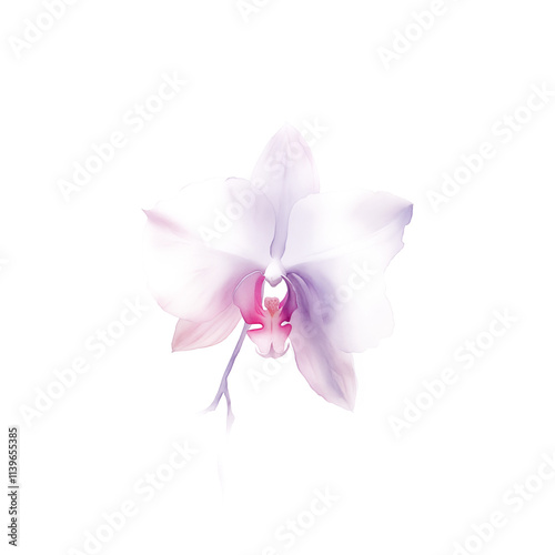 Watercolor Orchids Flowers on Transparent Background