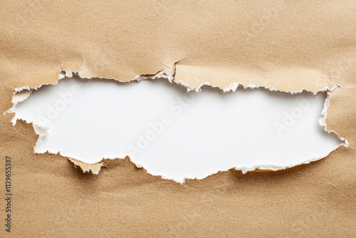 torn brown paper background with white copy space