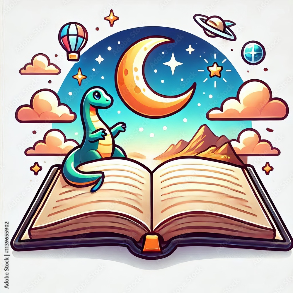 Fototapeta premium Illustration of an open book with blank sheets on a white isolated background 