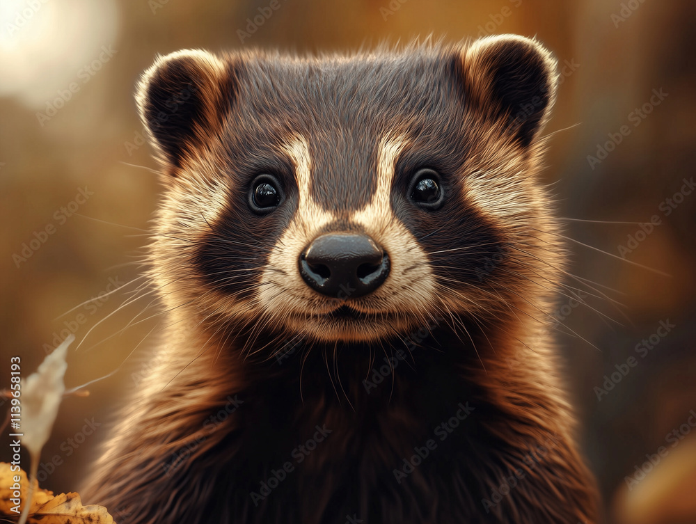 Close up of Ratel, Honey Badger, Mellivora capensis in Nature