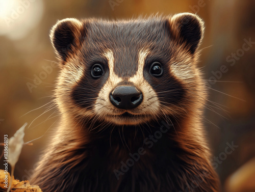 Close up of Ratel, Honey Badger, Mellivora capensis in Nature