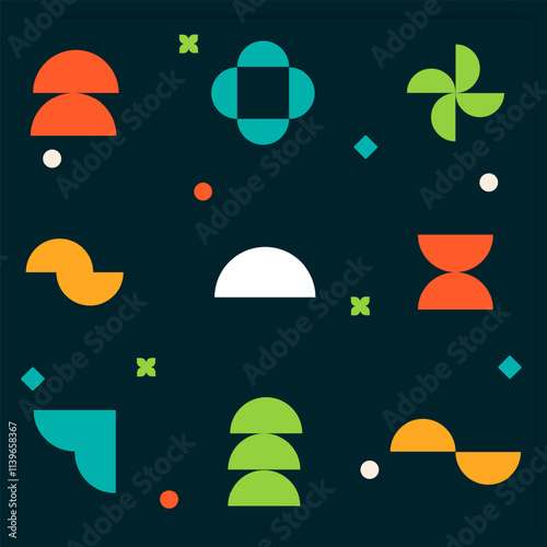 Flat design colorful geometric shape illustration