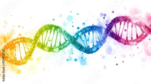Rainbow Colored DNA Helix Abstract Art
