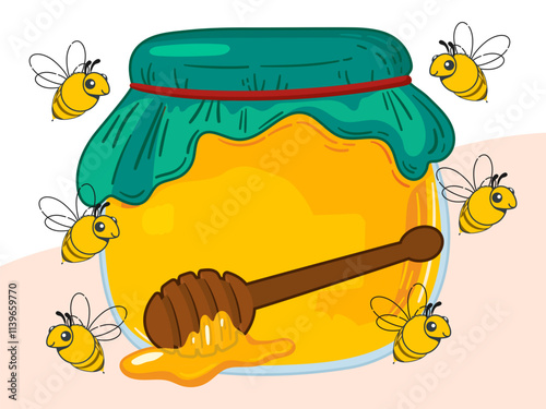 Honey Jar Concept Illustration Stylish and Beautiful