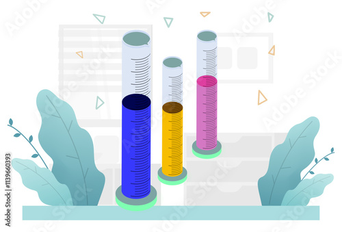 Graduated Cylinder Concept Illustration Stylish and Beautiful