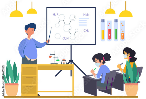 Chemistry Lecture Concept Illustration Stylish and Beautiful