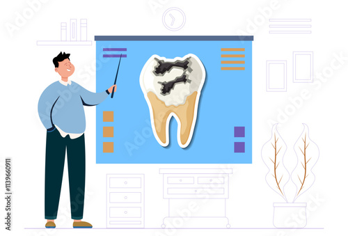 Broken Tooth Concept Illustration Stylish and Beautiful