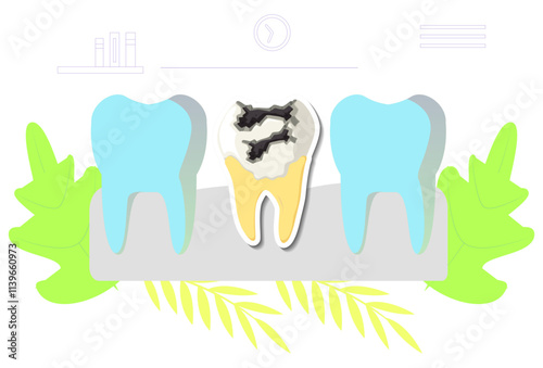 Tooth Decayed Concept Illustration Stylish and Beautiful