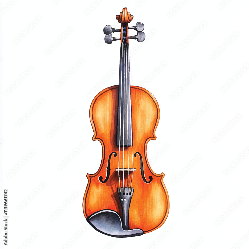 Fototapeta premium Violin watercolor clipart illustration
