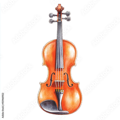 Violin watercolor clipart illustration